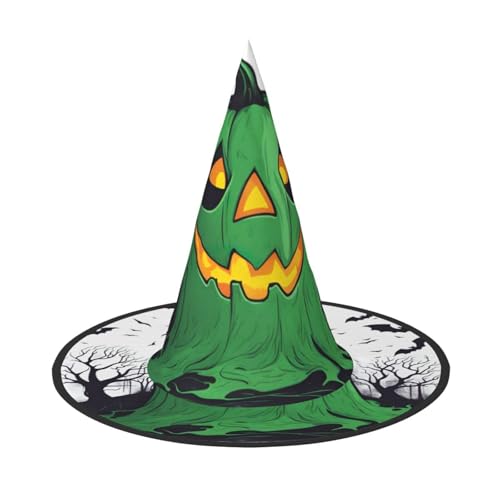 Halloween-Hut Hexen Dekor – Grüner Geist Horror Halloween Kürbis Druck Party Hexenkostüm Cosplay Verkleidung Maskerade Zubehör von LLOTPQ