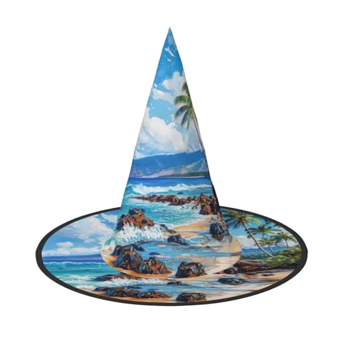 Halloween-Hut Hexen Dekor – Hawaii-Strand-Druck, Party, Hexenkostüm, Cosplay, Maskerade-Zubehör, 3 Stück Halloween-Hut Hexen Dekor – Hawaii-Strand-Druck, Party, Hexenkostüm, Cosplay, Maskerade-Zubehör, 3 Stück von LLOTPQ