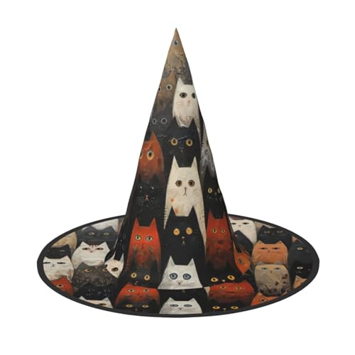 Halloween-Hut Hexen Dekor – Katzen-Druck, Party, Hexenkostüm, Cosplay, Maskerade-Zubehör, 3 Stück Halloween-Hut Hexen Dekor – Katzen-Druck, Party, Hexenkostüm, Cosplay, Maskerade-Zubehör, 3 Stück von LLOTPQ