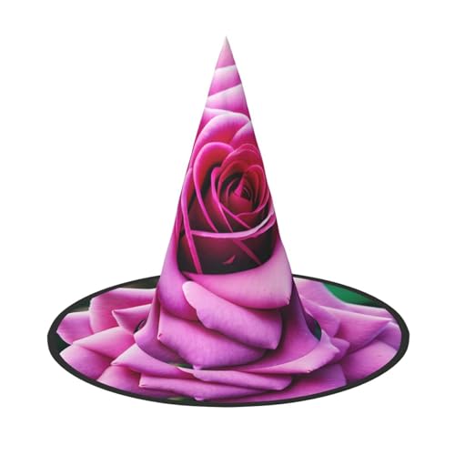 Halloween-Hut Hexen Dekor – Lila Rose Blumendruck Party Hexenkostüm Cosplay Verkleidung Maskerade Zubehör von LLOTPQ