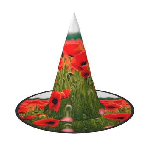 Halloween-Hut Hexen Dekor – Mohnblumen, lebendige Blütenblätter, Druck, Party, Hexenkostüm, Cosplay, Maskerade-Zubehör, 3 Stück von LLOTPQ