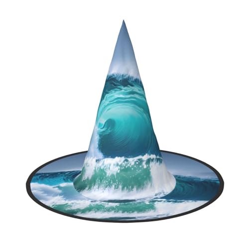 Halloween-Hut Hexen Dekor – Ozeanwellen-Druck, Party, Hexenkostüm, Cosplay, Maskerade-Zubehör, 3 Stück Halloween-Hut Hexen Dekor – Ozeanwellen-Druck, Party, Hexenkostüm, Cosplay, Maskerade-Zubehör, 3 Stück von LLOTPQ