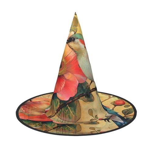 Halloween-Hut-Hexen-Dekoration – Blumen- und Vogel-Druck, Party, Hexenkostüm, Cosplay, Maskerade-Zubehör, 3 Stück Halloween-Hut-Hexen-Dekoration – Blumen- und Vogel-Druck, Party, Hexenkostüm, Cosplay, Maskerade-Zubehör, 3 Stück von LLOTPQ