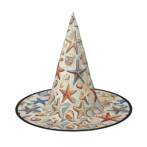 Halloween-Hut-Hexen-Dekoration – Seestern und Muschelmuster, Druck, Party, Hexenkostüm, Cosplay, Maskerade-Zubehör, 3 Stück Halloween-Hut-Hexen-Dekoration – Seestern und Muschelmuster, Druck, Party, Hexenkostüm, Cosplay, Maskerade-Zubehör, 3 Stück von LLOTPQ