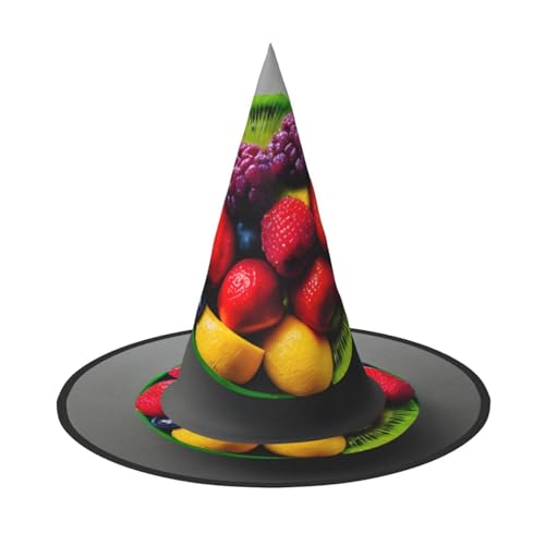 Halloween-Hut-Hexen-Dekoration – frische und saftige Früchte, Regenbogen-Druck, Party, Hexenkostüm, Cosplay, Maskerade-Zubehör, 3 Stück von LLOTPQ