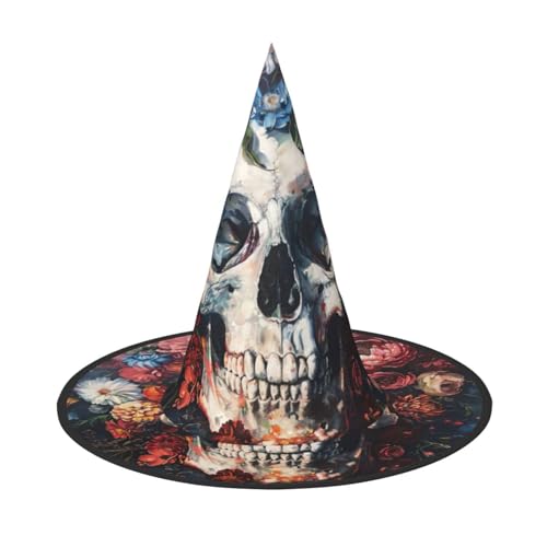 Halloween-Hut-Hut, Hexen-Dekoration, Blumenschädel-Druck, Party, Hexenkostüm, Cosplay, Maskerade-Zubehör, 3 Stück Halloween-Hut-Hut, Hexen-Dekoration, Blumenschädel-Druck, Party, Hexenkostüm, Cosplay, Maskerade-Zubehör, 3 Stück von LLOTPQ
