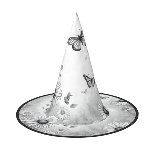 Halloween-Hut-Hut, Hexen-Dekoration, Schmetterlings-Gänseblümchen-Druck, Party, Hexenkostüm, Cosplay, Maskerade-Zubehör, 2 Stück Halloween-Hut-Hut, Hexen-Dekoration, Schmetterlings-Gänseblümchen-Druck, Party, Hexenkostüm, Cosplay, Maskerade-Zubehör, 2 Stück von LLOTPQ