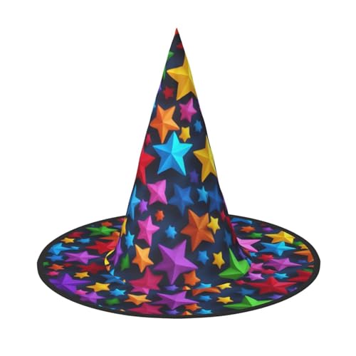 Halloween-Hut-Hut, Hexen-Dekoration, farbige Sterne, Druck, Party, Hexenkostüm, Cosplay, Maskerade-Zubehör, 3 Stück Halloween-Hut-Hut, Hexen-Dekoration, farbige Sterne, Druck, Party, Hexenkostüm, Cosplay, Maskerade-Zubehör, 3 Stück von LLOTPQ
