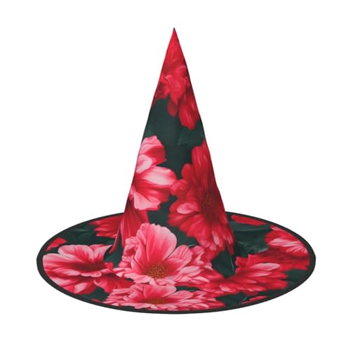 Halloween-Hut-Hut, Hexen-Dekoration, rot-rosa Blumendruck, Party, Hexenkostüm, Cosplay, Maskerade-Zubehör, 3 Stück Halloween-Hut-Hut, Hexen-Dekoration, rot-rosa Blumendruck, Party, Hexenkostüm, Cosplay, Maskerade-Zubehör, 3 Stück von LLOTPQ