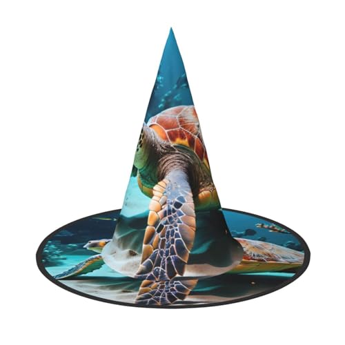 Halloween-Hut-Hut, Hexen-Dekoration – Meeresschildkröten-Druck, Party, Hexenkostüm, Cosplay, Maskerade-Zubehör, 2 Stück Halloween-Hut-Hut, Hexen-Dekoration – Meeresschildkröten-Druck, Party, Hexenkostüm, Cosplay, Maskerade-Zubehör, 2 Stück von LLOTPQ