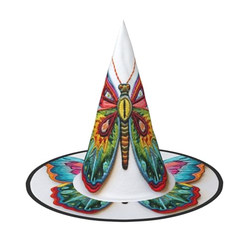 Halloween-Hut-Hut, Hexen-Dekoration – Stickerei, bunter Schmetterlingsdruck, Party, Hexenkostüm, Cosplay, Maskerade-Zubehör, 2 Stück Halloween-Hut-Hut, Hexen-Dekoration – Stickerei, bunter Schmetterlingsdruck, Party, Hexenkostüm, Cosplay, Maskerade-Zubehör, 2 Stück von LLOTPQ