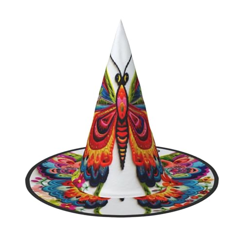 Halloween-Hut-Hut, Hexen-Dekoration – Stickerei, bunter Schmetterlingsdruck, Party, Hexenkostüm, Cosplay, Maskerade-Zubehör, 3 Stück Halloween-Hut-Hut, Hexen-Dekoration – Stickerei, bunter Schmetterlingsdruck, Party, Hexenkostüm, Cosplay, Maskerade-Zubehör, 3 Stück von LLOTPQ