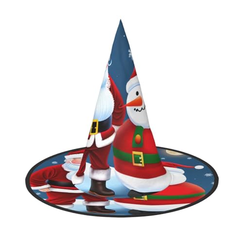 Halloween-Hut-Hut, Hexen-Dekoration – Weihnachtsmann und Schneemann Druck, Party, Hexenkostüm, Cosplay, Maskerade-Zubehör, 2 Stück von LLOTPQ