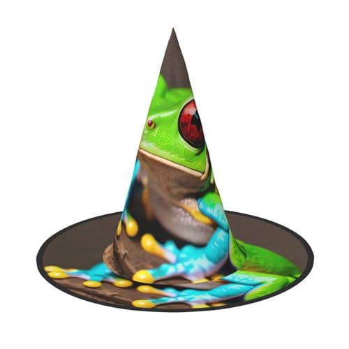 Halloween-Hut-Hut, Hexen-Dekoration – rote Augen, Baumfrösche, Druck, Party, Hexenkostüm, Cosplay, Maskerade-Zubehör, 2 Stück von LLOTPQ