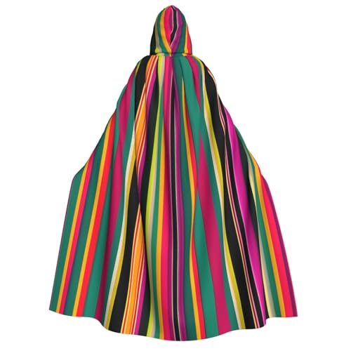 Halloween-Kapuzenumhang für Erwachsene, Unisex, Regenbogenfarben, gestreift, Volldruck, Kostüm-Umhang für Partys, Karneval, Comic-Ausstellungen von LLOTPQ
