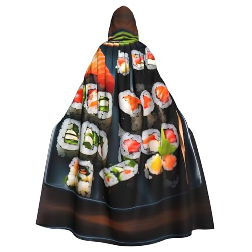 Halloween-Kapuzenumhang für Erwachsene, Unisex, Sushi-Muster, Volldruck, Kostüm, Umhang für Cosplay, Party und Themenveranstaltungen Halloween-Kapuzenumhang für Erwachsene, Unisex, Sushi-Muster, Volldruck, Kostüm, Umhang für Cosplay, Party und Themenveranstaltungen von LLOTPQ