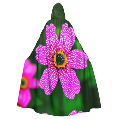 Halloween-Umhang mit Kapuze, Unisex, für Erwachsene, gepunktet, rosa Blume, Volldruck, Kostüm, Umhang für Cosplay, Party und Themenveranstaltungen Halloween-Umhang mit Kapuze, Unisex, für Erwachsene, gepunktet, rosa Blume, Volldruck, Kostüm, Umhang für Cosplay, Party und Themenveranstaltungen von LLOTPQ