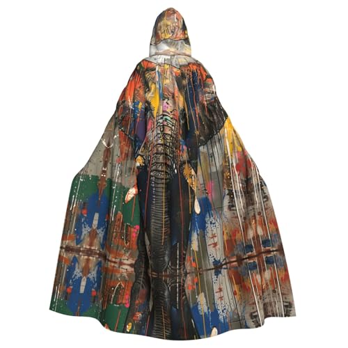 Halloween-Umhang mit Kapuze für Erwachsene, Unisex, Elefant, Volldruck, Kostüm, Umhang für Cosplay, Party und Themenveranstaltungen von LLOTPQ