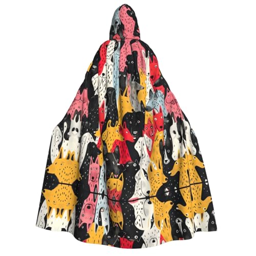 Halloween-Umhang mit Kapuze für Erwachsene, Unisex, Hundemuster, Volldruck, Kostüm, Umhang für Partys, Karneval, Comic-Ausstellungen von LLOTPQ