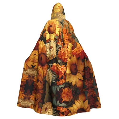 Halloween-Umhang mit Kapuze für Erwachsene, Unisex, Sonnenblumen, Retro-Blumen, Volldruck, Kostüm, Umhang für Cosplay, Party und Themenveranstaltungen Halloween-Umhang mit Kapuze für Erwachsene, Unisex, Sonnenblumen, Retro-Blumen, Volldruck, Kostüm, Umhang für Cosplay, Party und Themenveranstaltungen von LLOTPQ