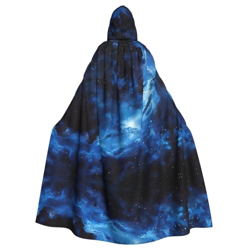 Halloween-Umhang mit Kapuze für Erwachsene, Unisex, blaue Galaxie, Volldruck, Kostüm, Umhang für Cosplay, Party und Themenveranstaltungen von LLOTPQ