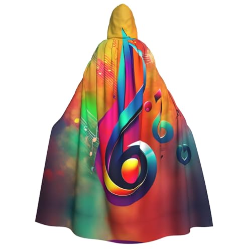 Halloween-Umhang mit Kapuze für Erwachsene, Unisex, bunt, Musiknoten, Volldruck, Kostüm, Umhang für Partys, Karneval, Comic-Ausstellungen von LLOTPQ