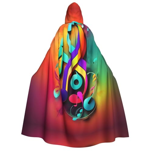 Halloween-Umhang mit Kapuze für Erwachsene, Unisex, bunt, Musiknoten, Volldruck, Kostüm, Umhang für Partys, Karneval, Comic-Ausstellungen von LLOTPQ