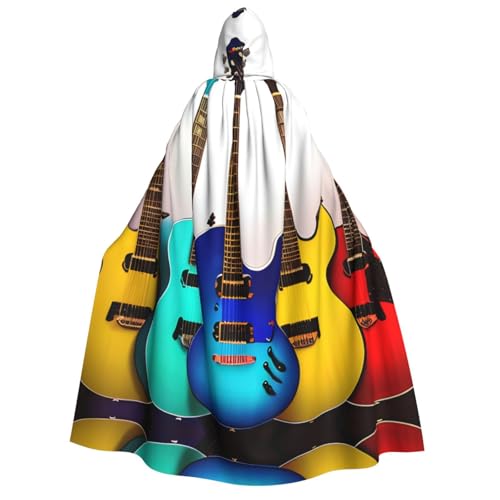 Halloween-Umhang mit Kapuze für Erwachsene, Unisex, bunte Gitarren, Volldruck, Kostüm, Umhang für Partys, Karneval, Comic-Ausstellungen Halloween-Umhang mit Kapuze für Erwachsene, Unisex, bunte Gitarren, Volldruck, Kostüm, Umhang für Partys, Karneval, Comic-Ausstellungen von LLOTPQ