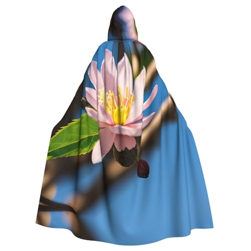 Halloween-Umhang mit Kapuze für Erwachsene, Unisex, rosa Mandelblüte, Volldruck, Kostüm, Umhang für Cosplay, Party und Themenveranstaltungen von LLOTPQ