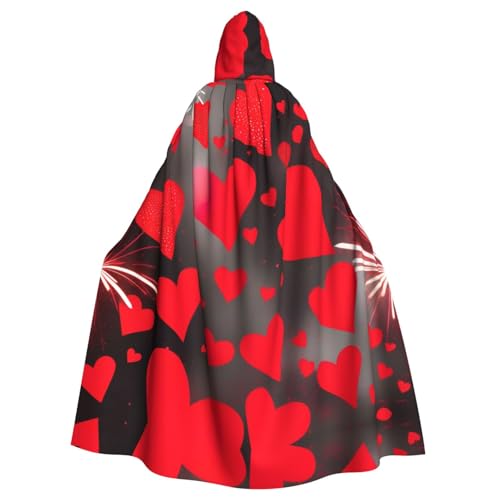 Halloween-Umhang mit Kapuze für Erwachsene, Unisex, rote Herzen, Feuerwerk, Volldruck, Kostüm, Umhang für Cosplay, Party und Themenveranstaltungen Halloween-Umhang mit Kapuze für Erwachsene, Unisex, rote Herzen, Feuerwerk, Volldruck, Kostüm, Umhang für Cosplay, Party und Themenveranstaltungen von LLOTPQ