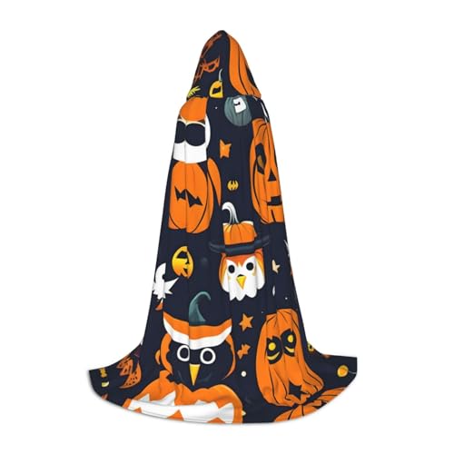 L Halloween Kapuzenumhang Halloween Eule Geist Kürbis Druck für Erwachsene Unisex Kostüm Zubehör für Party Karneval und mehr von LLOTPQ