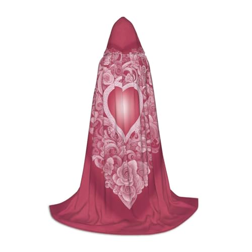 L Halloween Kapuzenumhang Romantischer Herzdruck für Erwachsene Unisex Kostüm Zubehör für Partys, Karneval und mehr von LLOTPQ