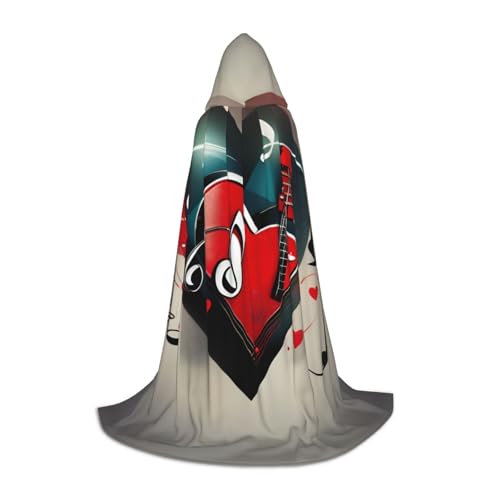 L Halloween Kapuzenumhang Treble Love und Musik Druck für Erwachsene Unisex Kostüm Zubehör für Partys, Karneval und mehr von LLOTPQ