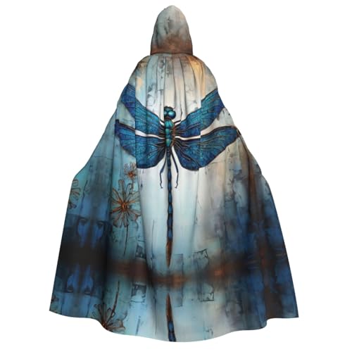 LLOTPQ Art Blue Dragonfly Full Print Erwachsene Kapuzenumhang für Männer und Frauen - Perfekt für Cosplay, Halloween, Themenpartys und mehr von LLOTPQ