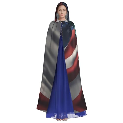 LLOTPQ Freiheitsstatue Flagge Volldruck Erwachsene Kapuzenumhang für Männer und Frauen - Perfekt für Cosplay, Halloween, Themenpartys und mehr von LLOTPQ