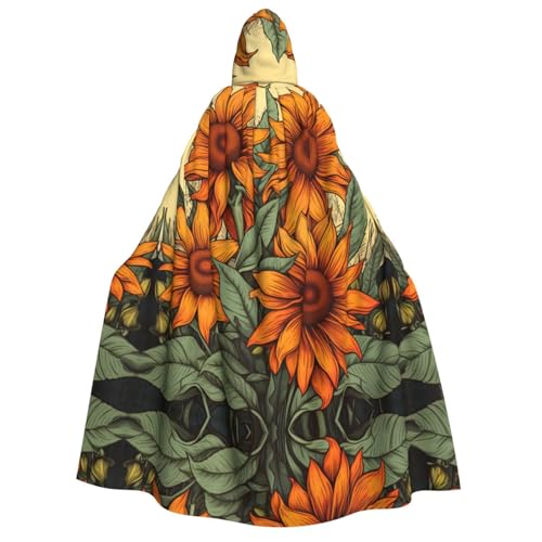 LLOTPQ Frühling Sonnenblumen Retro Blumen Volldruck Erwachsene Kapuzenumhang für Männer und Frauen - Perfekt für Cosplay, Halloween, Themenpartys und mehr von LLOTPQ