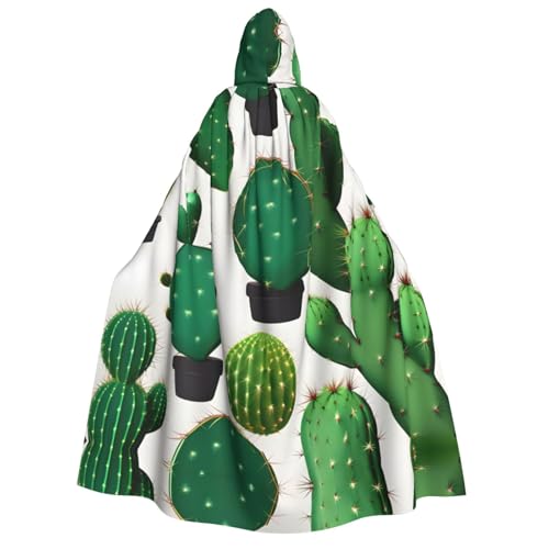 LLOTPQ Green Cactus Full Print Erwachsene Kapuzenumhang für Männer und Frauen - Perfekt für Cosplay, Halloween, Themenpartys und mehr von LLOTPQ