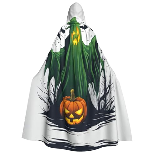 LLOTPQ Green Ghost Horror Halloween Kürbis Volldruck Erwachsene Kapuzenumhang für Männer und Frauen - Perfekt für Cosplay, Halloween, Themenpartys und mehr von LLOTPQ