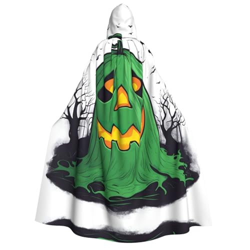 LLOTPQ Green Ghost Horror Halloween Kürbis Volldruck Erwachsene Kapuzenumhang für Männer und Frauen - Perfekt für Cosplay, Halloween, Themenpartys und mehr von LLOTPQ