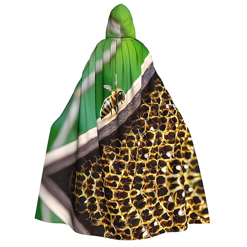 LLOTPQ Honey Bees Full Print Erwachsene Kapuzenumhang für Männer und Frauen - Perfekt für Cosplay, Halloween, Themenpartys und mehr von LLOTPQ