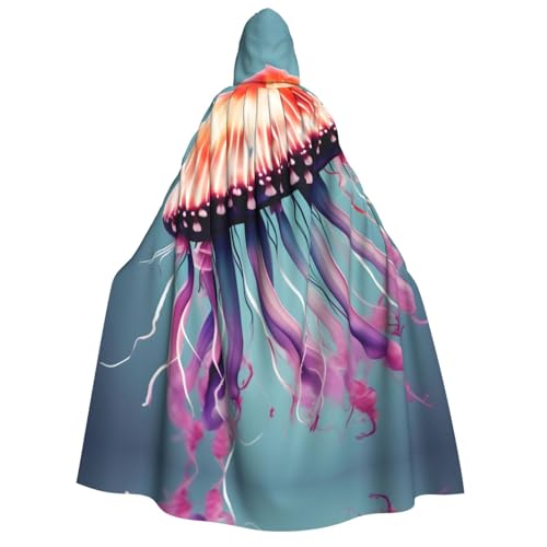 LLOTPQ Jellyfish Full Print Adult Hooded Cloak for Men and Women - Perfect for Cosplay, Halloween, Theme Parties, and More von LLOTPQ