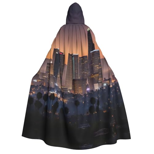 LLOTPQ Los Angeles Skyline Full Print Erwachsene Kapuzenumhang für Männer und Frauen - Perfekt für Cosplay, Halloween, Themenpartys und mehr von LLOTPQ