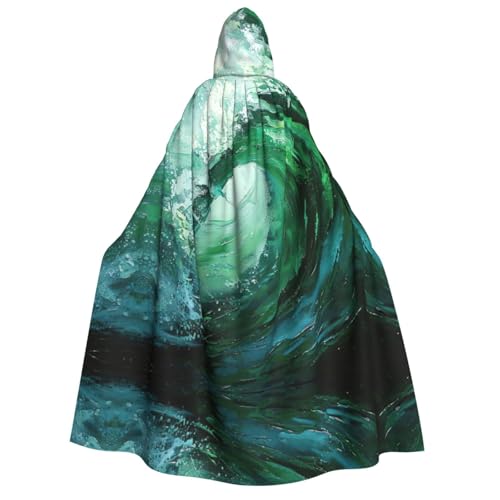 LLOTPQ Ocean Green Wave Surf Full Print Erwachsene Kapuzenumhang für Männer und Frauen - Perfekt für Cosplay, Halloween, Themenpartys und mehr von LLOTPQ