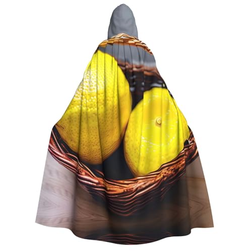 LLOTPQ One Basket Lemon Full Print Erwachsene Kapuzenumhang für Männer und Frauen - Perfekt für Cosplay, Halloween, Themenpartys und mehr von LLOTPQ