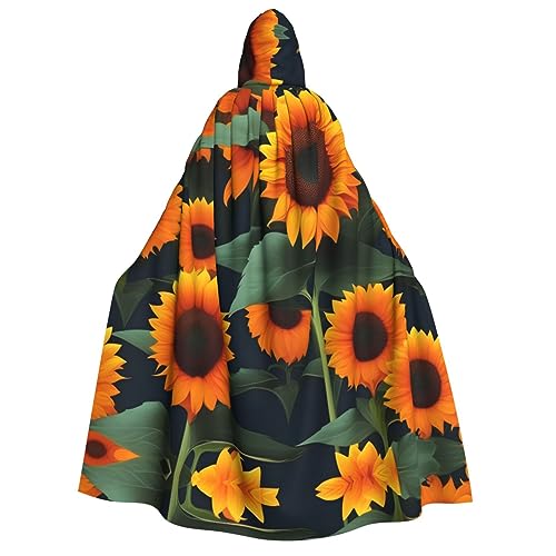 LLOTPQ Oranger Sonnenblumen-Umhang für Erwachsene mit Kapuze für Männer und Frauen, perfekt für Cosplay, Halloween, Themenpartys und mehr von LLOTPQ