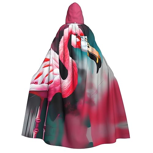 LLOTPQ Painting Flamingo Full Print Erwachsene Kapuzenumhang für Männer und Frauen - Perfekt für Cosplay, Halloween, Themenpartys und mehr von LLOTPQ