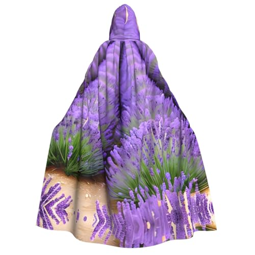 LLOTPQ Romantischer Lavendel-Volldruck Erwachsenen-Kapuzenumhang für Männer und Frauen – perfekt für Cosplay, Halloween, Themenpartys und mehr von LLOTPQ