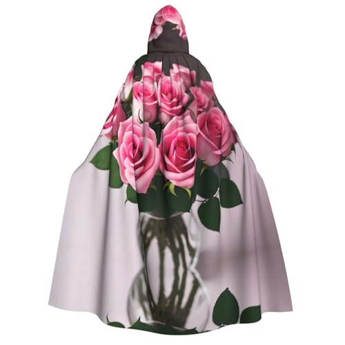LLOTPQ Rosa Rosen Volldruck Erwachsene Kapuzenumhang für Männer und Frauen - Perfekt für Cosplay, Halloween, Themenpartys und mehr von LLOTPQ
