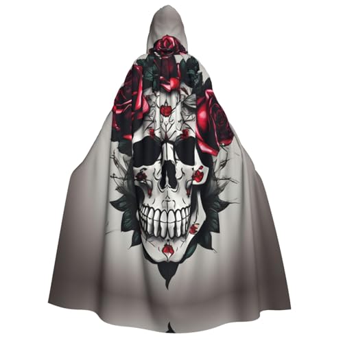 LLOTPQ Rote Rose Totenkopf Volldruck Erwachsene Kapuzenumhang für Männer und Frauen - Perfekt für Cosplay, Halloween, Themenpartys und mehr LLOTPQ Rote Rose Totenkopf Volldruck Erwachsene Kapuzenumhang für Männer und Frauen - Perfekt für Cosplay, Halloween, Themenpartys und mehr von LLOTPQ