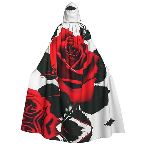 LLOTPQ Rote Rose Volldruck Erwachsene Kapuzenumhang für Männer und Frauen - Perfekt für Cosplay, Halloween, Themenpartys und mehr von LLOTPQ
